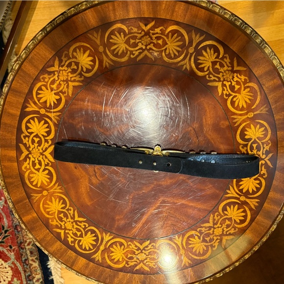 Doncaster Black Suede Leather 1” Belt w/ Gold/Silver Hardware Size Medium $198 - Picture 8 of 9